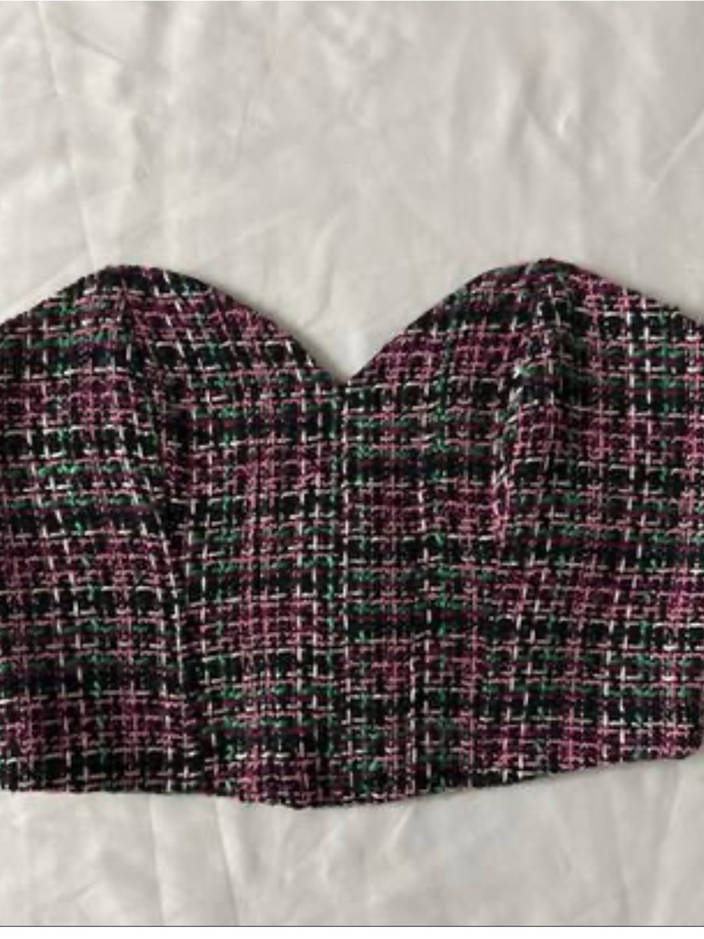 Zara STRUCTURED CORSET CROP TOP Black, Pink & Green Accents